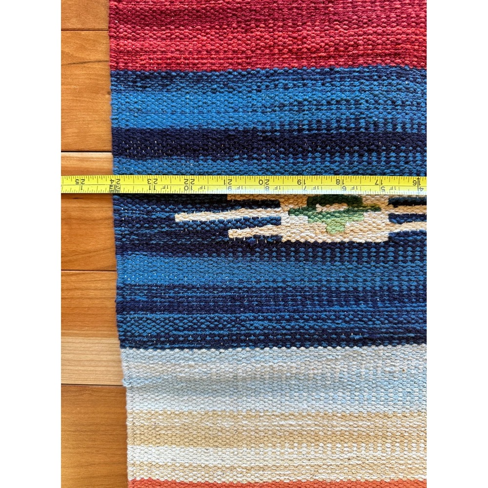 Tappeto Kilim Southwestern Cotton Runner Rug 24x64 Hand Woven Multi Color India - Picture 3 of 4